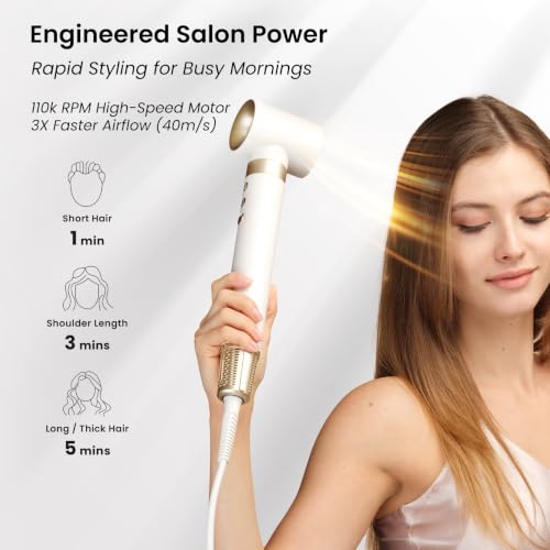 GLAMUP 6 in 1 Extra Long Wrap AirCurler, 110k RPM High Speed Motor & Negative Ions, No Heat Damage, Frizz-Free, Fast Drying, Volumizer & Straightener, All Hair Types,Travel Pouch, Hot Air Styler - Image 10