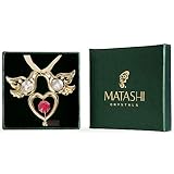 Matashi Crystal Studded Home Decorative Showpeice Love Doves Birds Hanging Ornament (Gold with Red C