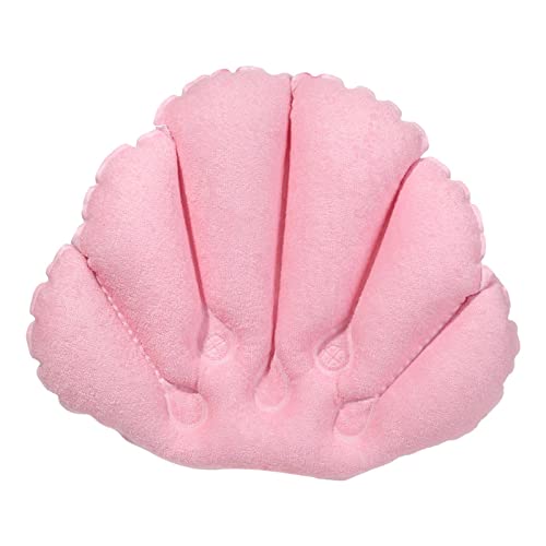 Colcolo Bath Pillow for Tub Non Slip Soft Comfortable Waterproof Home Accessories with Suction Cups Relax comfortable Headrest Cushion Tub Pillow Support, Pink