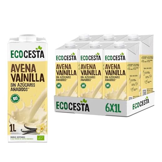 Ecocesta - Pack de 6 Unidades de 1 L de Bebida Vegetal de Avena y Vainilla BIO - Bebida 100% Natural - Rica en Nutrientes y Baja en Calorías - Sabor Dulce - Sin Azúcares Añadidos - Apta para Veganos