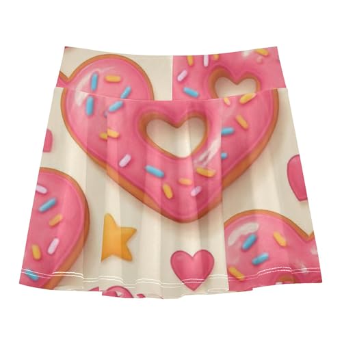 Joisal Cute Pink Donuts Athletic Shorts Girls Skorts Skirts with Shorts Blue Pink Pleated 3t2