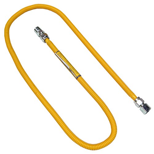 LASCO Flexible Coated Gas Water Heater Supply Line, 60-Inch, 1/2-Inch OD Connector with Fittings