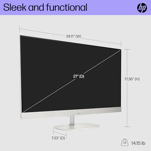 Image of HP 27'' All-in-One Computer, Intel Core Ultra 7-155U (12 cores) Processor, 8GB DDR5 RAM, 512GB SSD, IPS Full HD(1920 x 1080) Display, USB, Bluetooth, Wi-Fi, HDMI, Wireless KB & Mouse, Win 11, White