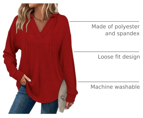 Image of Sampeel Hoodies for Women Trendy Fall Fashion 2025 V Neck Oversized Sweatshirt Plus Size Tops Clothes