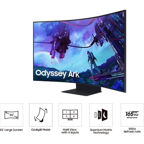 Image of Samsung Odyssey Ark 2 55 inch 4K Mini-LED Curved Gaming Monitor Bundle with Microsoft Wireless Controller, Elite Suite 18, 2X HDMI Cable and Deco Gear CPS 26 Month Protection Pack (Beach-CPS- 26M3500)