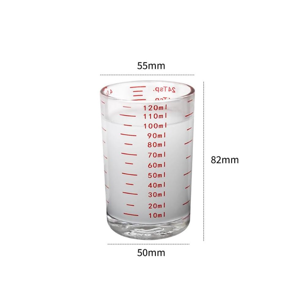 Leadigol Set Di 2 Misurini In Vetro Da 120 Ml Con Base Ponderata - Rosso E Nero Per Baristi E Cucina - 2