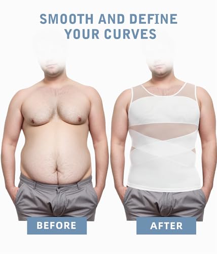 TAILONG Mens Compression Shirt Body Shaper Slimming Shirt Plus Size Gynecomastia Compression Tank Top2