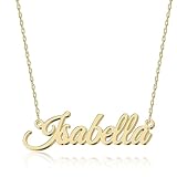 UMAGICBOX Personalized 18K Gold Name Necklace Isabella - Customizable Engraved Stainless Steel Pendant for Women - Unique Gift for Birthdays, Anniversaries, Graduations, and Valentine's Day