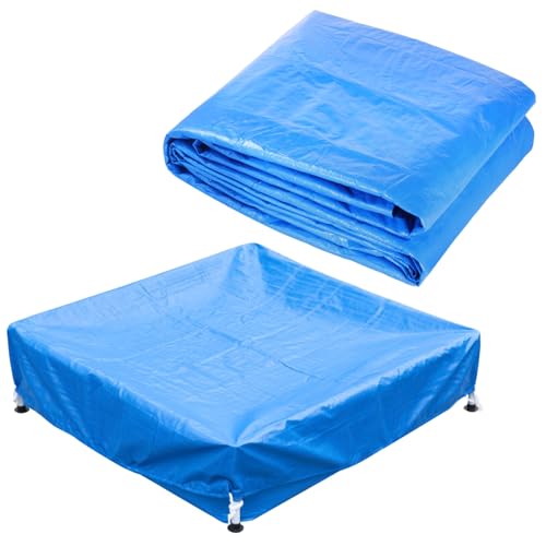 Image of 4 Feet x 4 Feet x 12 Inch Mini Frame Pool Cover Kiddie Pool Cover Waterproof Above Ground Frame Kiddie Swimming Pool Cover for Outdoor Backyard Teaching (Cover Only)
