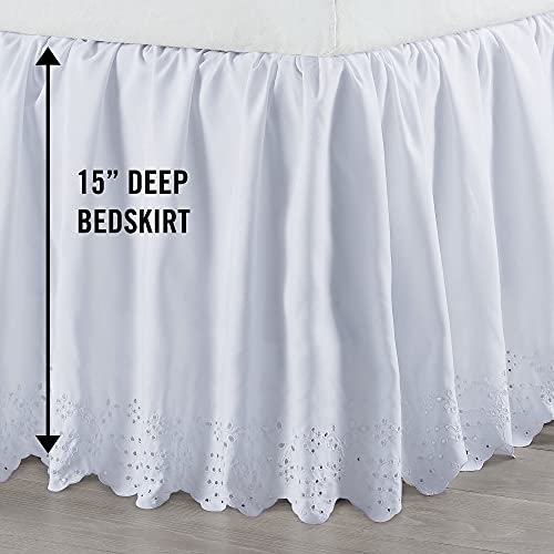 Martex Eyelet Embroidered Platform Bed Skirt (Colors Vary), King, White #TOP3
