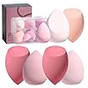 Makeup Sponge Set BS-MALL with Storage Case 7 Pcs for Liquid, Cream, and Powder,SAVE Foundation with 1 Mini Makeup Sponge For Travel Daily Use (A-Pink）