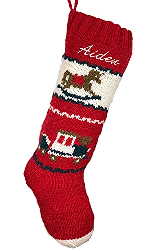 Personalized Christmas Stocking Hand Knit Mary...