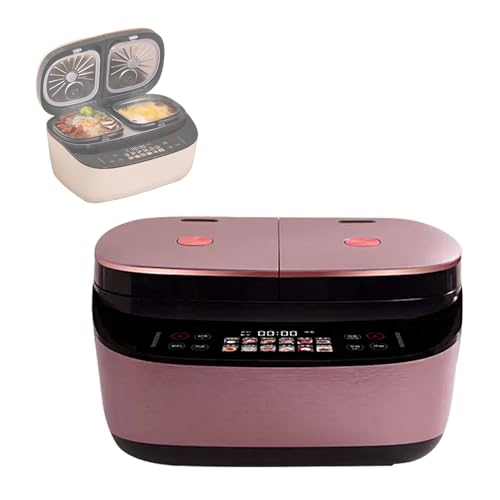 Olla De Arroz Del Tanque Doble Púrpura 220V, 1.5L*2 De Gran Capacidad, 2500Pa, 15 Modos De Cocción, Pantalla Táctil A Todo Color Con Imágenes Y Texto