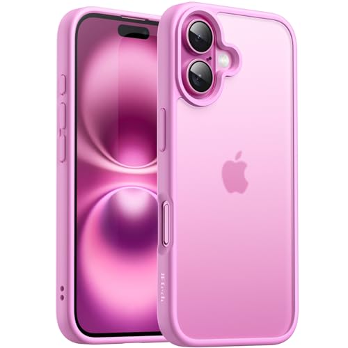 Image of JETech Matte Cover Case for iPhone 16 Plus 6.7-Inch, Shockproof Military Grade Drop Protection, Frosted Translucent Back Phone Cover, Anti-Fingerprint (Pink)