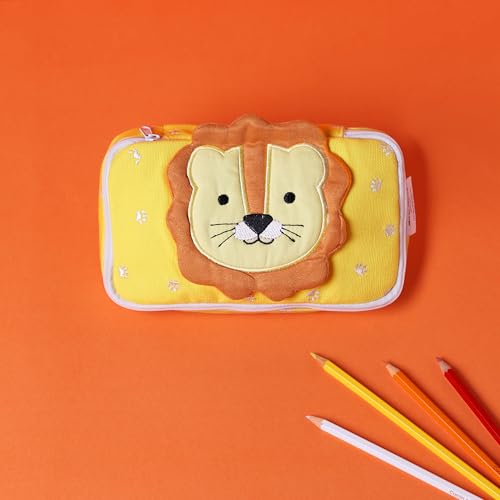 Image of abracadabra Multi-Utility Pouch, Pen & Pencil Case for Girls & Boys, Pencil Case Organizer, School Accessories Pouch, Stationary Storage, Large Stationary Pouch, Pencil Box for Student - Lion