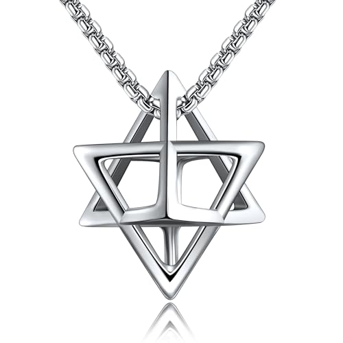 Sterling Silver Star of David Necklace - Metatron Necklace Gift for Men