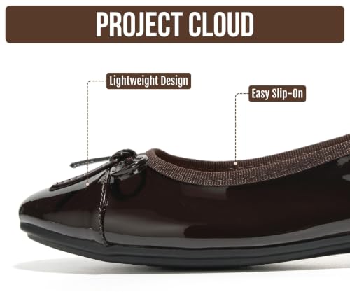 Image of Project Cloud Ballet Flats for Women Shoes - Genuine Leather Insole and Lightweight Mary Jane Flats - Non-Slip and Comfortable Womens Shoes