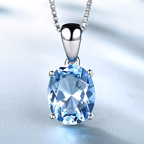 Collier de mariage en argent 925 avec pendentif topaze bleu clair - 3