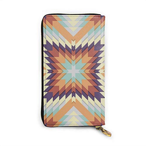 Preisvergleich Produktbild JHGFG Seamless Tribal Pattern Geometrische Verzierung Echtes Leder Geldbörse Lange Damen Geldbörse Handtasche Multi Kartenhalter Organizer Für Frauen Angepasst