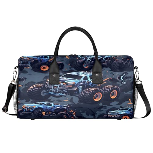Monster Truck Travel Duffle Bag for Women Men Foldable Waterproof Weekender Bag Carry on Tote for Overnight Sports Gym Monster Truck