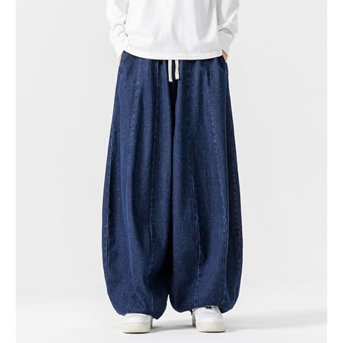 Baggy Jeans for Men Drawstring Elastic Waist Wide Leg Jeans 90s Vintage Harlan Hip Hop Denim Pants with Pockets2