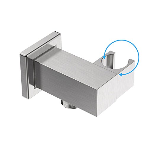 EMBATHER All Brass Handheld Shower Spray Head and Adjustable Bracket Holder Wall-Mount for Bathroom Hand Sparyer Wand or Toilet Hand Held Bidet,Brushed Nickel(Square)