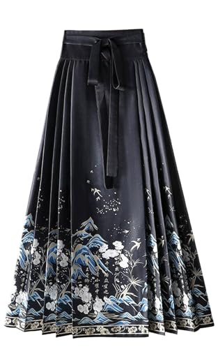 FQLGJMY Women's Horse Face Skirt Pleated Tie Up A-Line...