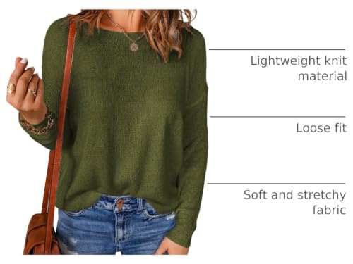 Image of Acelitt Womens Casual Lightweight Long Sleeve Crewneck Knit Shirts Tops, S-XXL