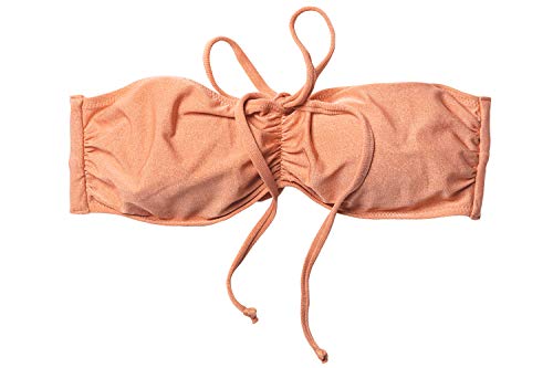 Becksöndergaard Bikini parte superior para mujer Solid Scallop Bandeau  sin tirantes Bikini Top con bandas ajustables para alzapaños  Tamaño S M L Sun Baked L