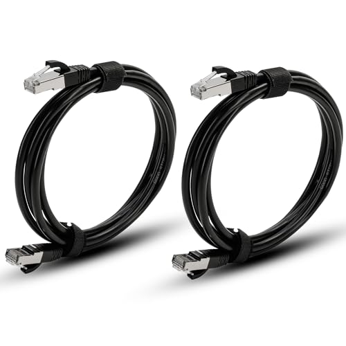 Image of GS Cat 8 Ethernet Cable (2-Pack) 6-Foot Shielded RJ45 LAN Cord, Supports Up to 45 Gbps and 2000 MHz, Heavy-Duty for Gaming, Streaming, Network Devices, PC PS5 Xbox Modem, Router, Wireless Bridge
