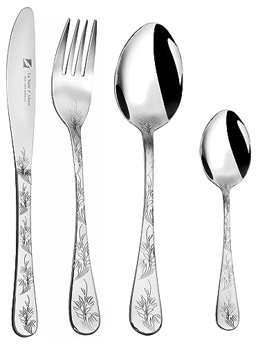 Albert de Thiers - ACOX012024 - Ménagère 24 Pièces - Collection Camélia - 6 Couteaux, 6 Fourchettes, 6 Cuillères à Soupe, 6 Cuillères à Café - En Inox...
