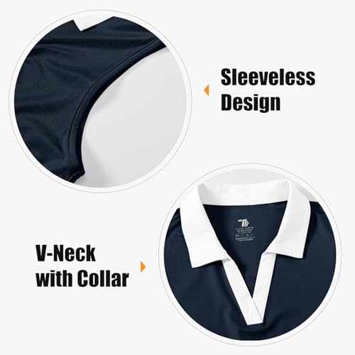 Image of BGOWATU Women's Sleeveless Golf Polo Shirts Collared V Neck Tennis Tank Tops UPF 50+ Quick Dry Lightweight