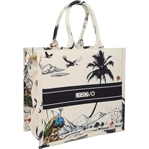 Lyrovo Canvas Tote Bag for Women Purse Handbag