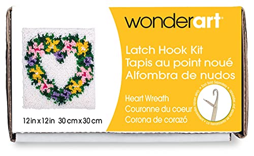 Image of WonderArt Heart Wreath Latch Hook Kit, 12 inch X 12 inch