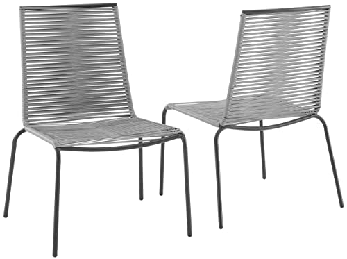 Image of Crosley Furniture Fenton 2-Piece Stackable Outdoor Chair Set, Wicker Patio Chairs for Dining, Conversation, Matte Black /Gray