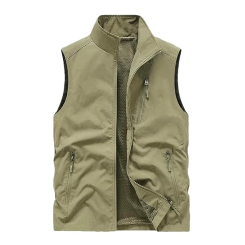 Chaleco transpirable sin mangas para hombre multibolsillos corte delgado 1