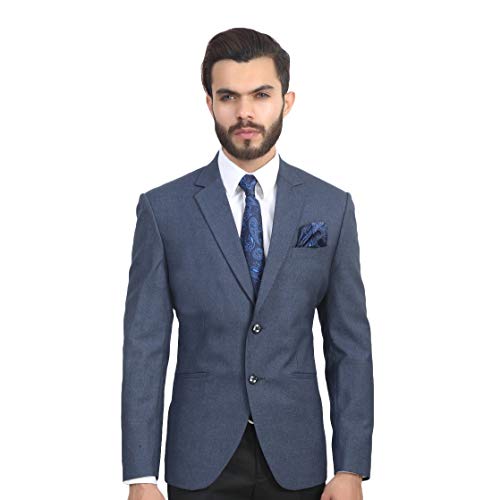 MANQ Men's Slim Fit Formal/Party Single Breasted Blazer Evening Blue