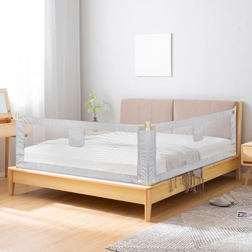 LANTUS Sponde Letto Bambini 200 CM, Sbarra Può Sollevamento Verticale Sponda anti Caduta-Grigio scuro - 2,0 m