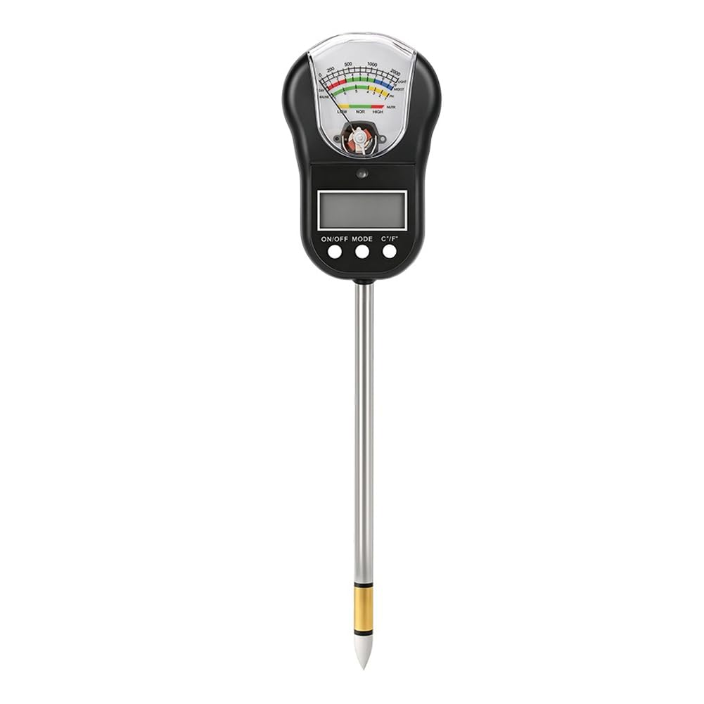 Aundhegrtt Black Soil Ph Meter Moisture Humidity Temp Sunlight Fertility Tester Digital Analyzer For Garden Plant