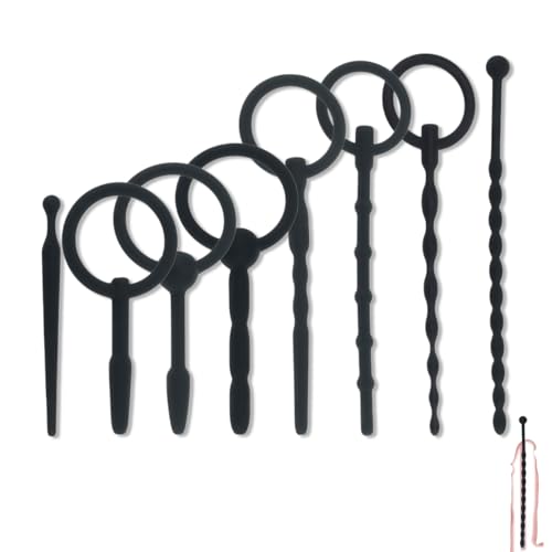 8 PCS Sounding Rods Urethral Men for Beginners Silicone Urethra Inserter for Men with Oull Ring in 8 Sizes Penis Plug for Penile Training and Urethrals Dilation Sex Toyscouples for Man Gay