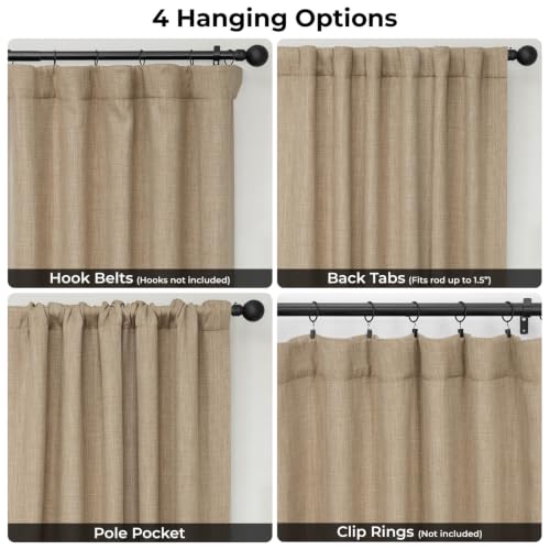 Image of HPD Half Price Drapes - Faux Linen Curtains for Living Room (1 Panel) - 50W X 96L - Textured Room Darkening Curtains for Bedroom 96 Inches Long - Drapes for Home Decor, Nomad Tan