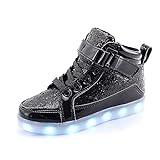 IGxx LED Light Up Shoes for Kids High Top Gold LED Sneakers for Boys Girls Toddler Unisex USB Recharging