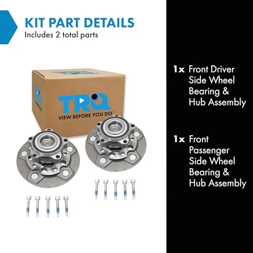 Image of TRQ 2 Piece Front Wheel Bearing and Hub Assembly Set with ABS Sensor | for 2015-2019 Ford Transit-250 2015-2019 Ford Transit-350 +1 more with Single Rear Wheels (SRW)