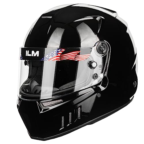ILM Snell SA2025 Full Face Auto Racing Helmets Lightweight Fiberglass for Adult Men and Women Model 890 (L, GlossBlack)