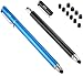 Bargains Depot (2 Pcs) [New Upgraded][0.18-inch Small Tip Series] 2-in-1 Stylus/Styli 5.5-inch L with 10 Replacement Rubber Tips -Black/Blue