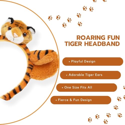 Image of Radhu & Kabby Hairband for Kids | Headband for Girl with Tiger Ears | Orange Animal Figure Hairband | Fun Dress-Up Accessory for Girls and Boys | Soft and Comfortable | One Piece