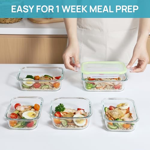 Image of Vtopmart 8 Pack Glass Food Storage Containers with Lids (Grass Green)