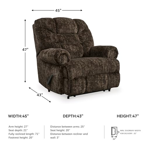Image of Signature Design by Ashley Movie Man Classic Tufted Velvet Manual Zero Wall Recliner, Dark Brown