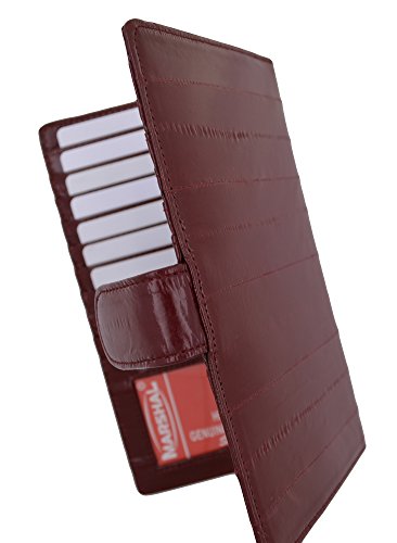 Marshal New Eel Skin Leather Credit Card Holder Wallet 19 Card Slots & 1 ID Window With Snap4