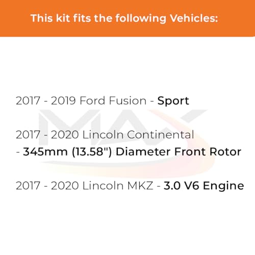 Image of Max Advanced Brakes Front Brake Kit Compatible With 2017-19 Ford Fusion Sport Compatible With Lincoln MKZ Continental Replacement Premium OE Disc Brake Rotors and Ceramic Brake Pads